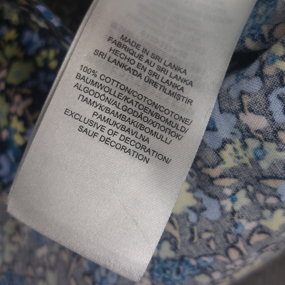 LAUREN RALPH LAUREN WOMENS NON IRON BLUE MICRO DITSY FLORAL COTTON SHIRT SZ XXL - Picture 7 of 8